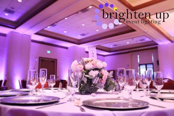 Such a beautiful wedding at Orchard Creek Lodge with uplighting by Brighten Up Event Lighting.