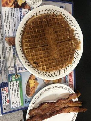 Pecan waffle and bacon