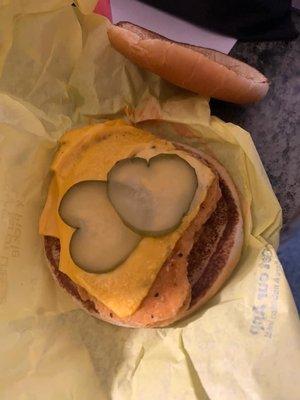 McChicken with heart shaped pickles