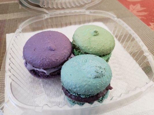 Ube, Blueberry, & Pistachio macarons