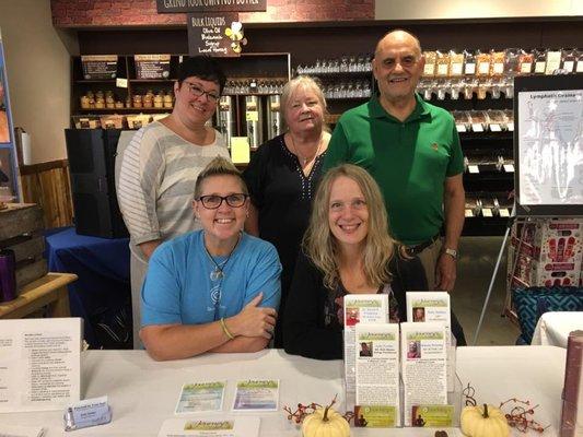 The Journey's team at Leg Up Farms where Dr Dave, ND gave 2 health lectures. Bottom row: Judy, Stacey. Top row: Jenny, Sally, Dr Dave