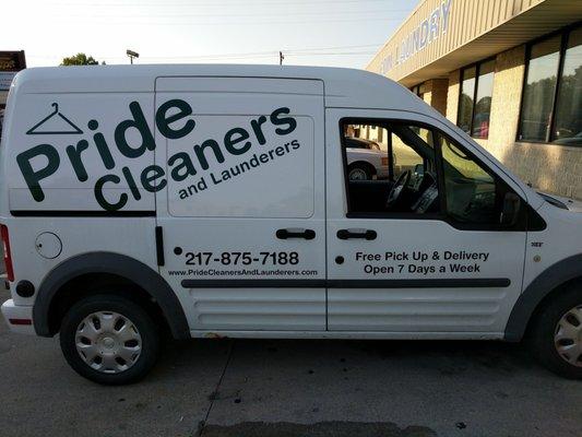 Nice new delivery truck.  FREE pickup and delivery, and clean clothes, what a deal!