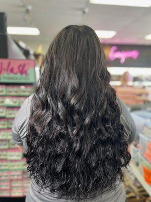 How curly the extensions are.