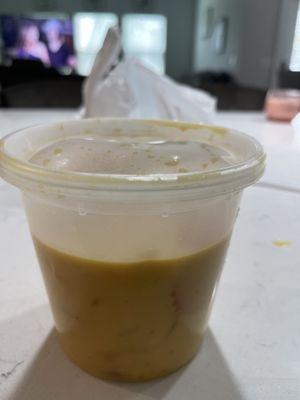 This was full. I removed the onions and this is what was left!! I did not order onion soup. It was suppose to be curry