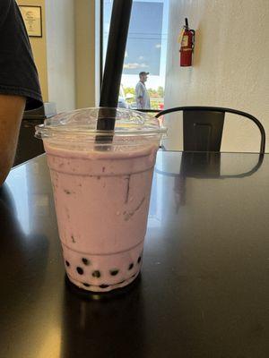 Taro milk tea with boba