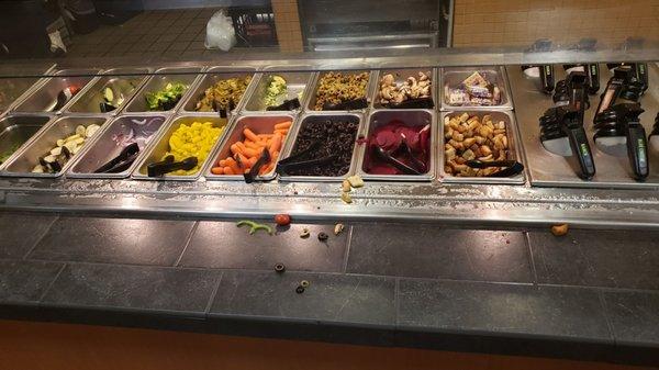 These vegetables were picked up by some kids and thrown back into the salad bar... yummy!