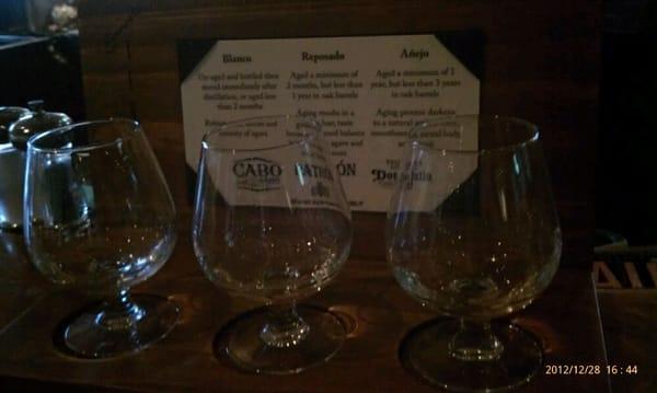 Tequila flight at the Don