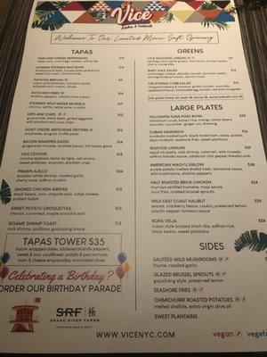 Limited Menu