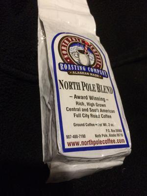 "North Pole Blend" ground coffee. Very nice.