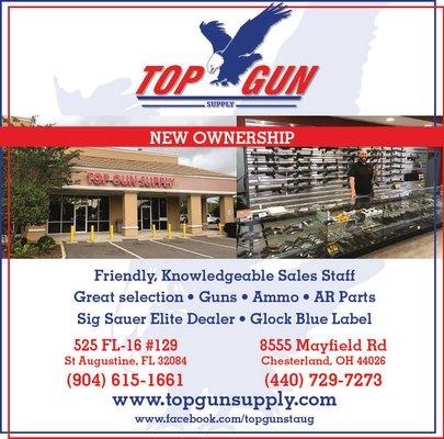 Top Gun Supply St. Augustine. Guns, Ammo, AR15, Gun Parts, Magazines, Cleaning Kits, Shotguns, Scopes, Optics.