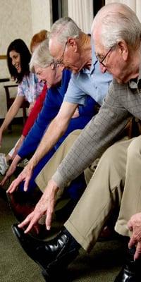 Every morning, residents can do seated exercise after breakfast.