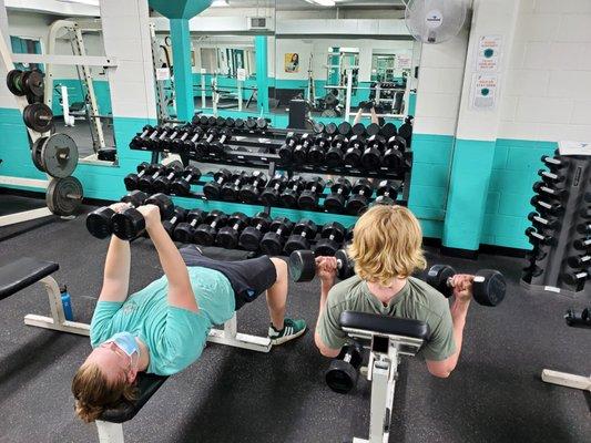 men using free weights