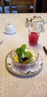 Fresh squeezed blood orange juice from their tree.