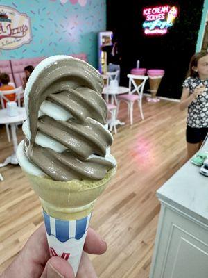 Soft serve is available! Also has over 30 flavors of scoop ice cream.