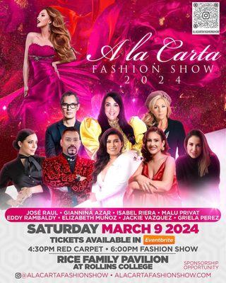 A la Carta Fashion Show March 9, 2024  in collaboration w/ Fashion Week Florida ™ Tickets on Eventbrite