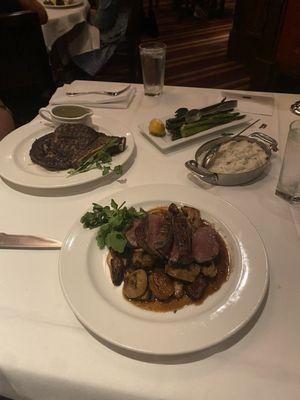 Grilled ribeye and sliced filet