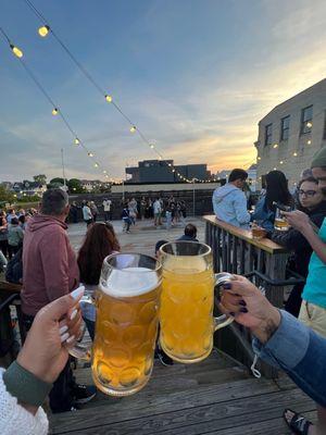 Cheers on the roof deck!