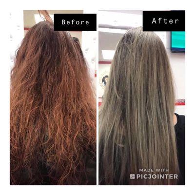 Before and after color and highlights