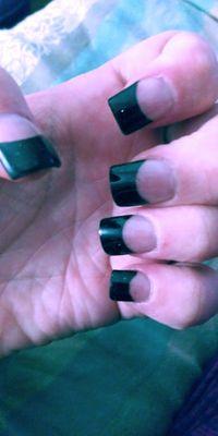 Black tipped nails! Beautiful! Pro nails!