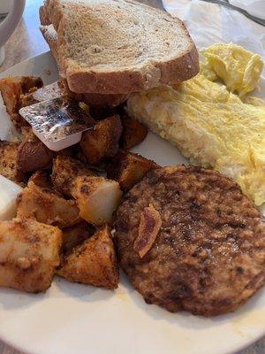 Legend Breakfast, sausage and wheat toast! So so so good!