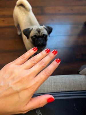 Lucky Red gel manicure