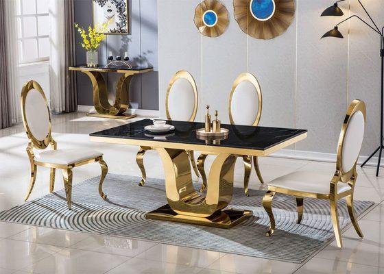 Black Marble Top Gold Dining Table