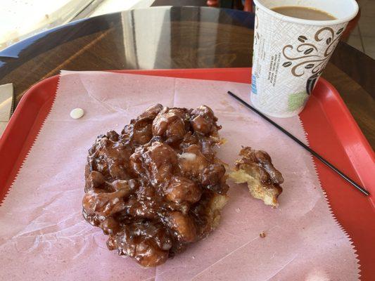 Apple fritter and a small coffee all for $5!