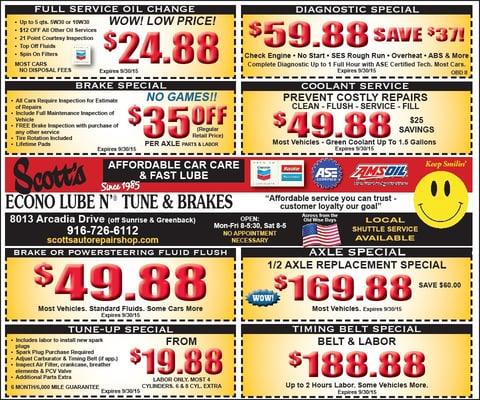 Some of our Summer 2016 Specials!!