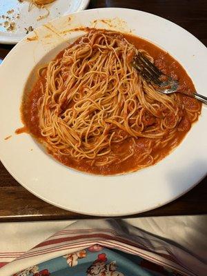 Angel hair pasta with marinara