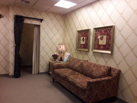 Waiting area in dressing room.