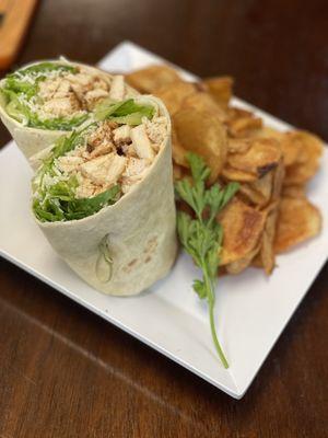 Grilled Chicken Caesar Wrap and kettle chips