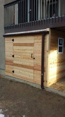 Storage under shed.