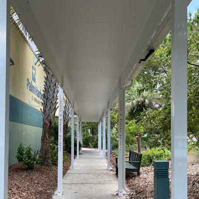 Covered walkway to entrance