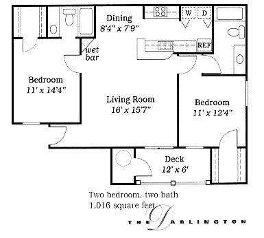 "The Darlington" two bedroom/two bath 1016sqft