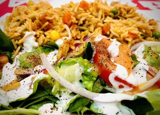 Veggie Biryani comes with side salad