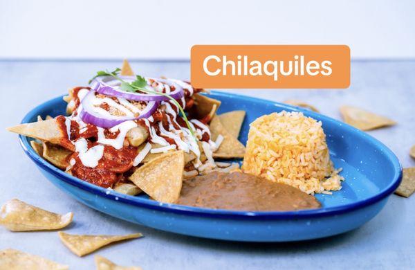 Chilaquiles crunchy or soft, green or red sauce upgraded with any meat of