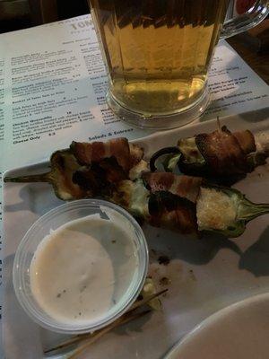 Bacon wrapped Jalapeños via raffle ticket free app!!