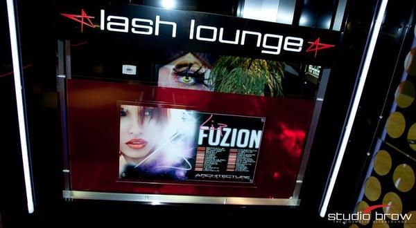 Studio Brow's exclusive Lash Lounge and list of the variety of Lip Fuzion shades.