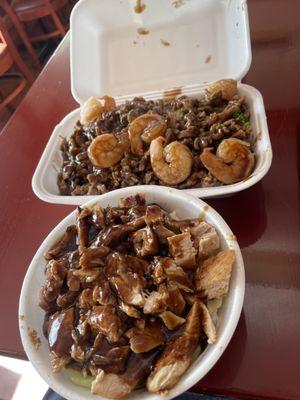 Chicken bowl and shrimp and steak bowl