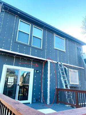 Wood rot repairs and caulking as part of an exterior painting project in Shawnee KS