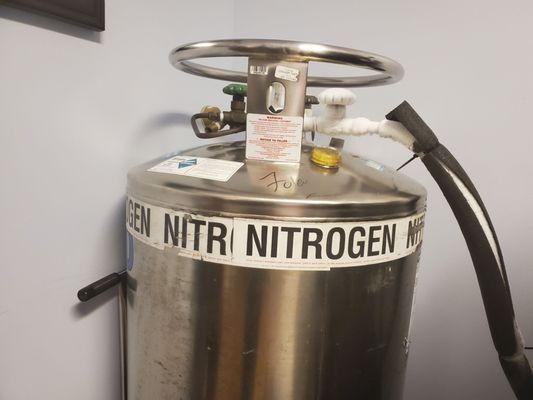 A gas nitrogen they use for cryotherapy healing chamber