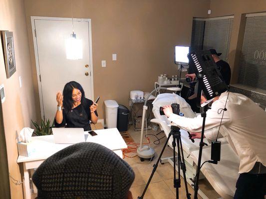 Good times being interviewed at the skincare salon.