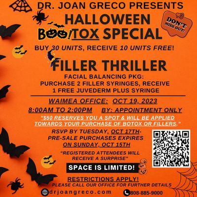 " This Halloween, let our 'Bootox' special be your secret to a bewitchingly beautiful look!  Unmask your inner enchantress! "