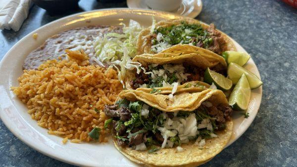 Tacos: al pastor and carnitas