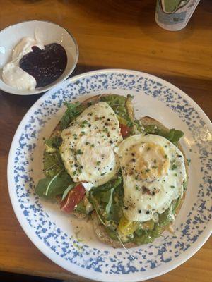 Avocado toast with a side of yogurt