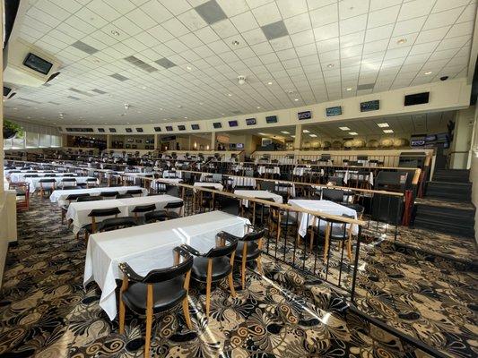 The beautiful, spacious Paddock Restaurant. Over 150 TVs