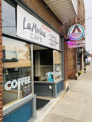 Outside LaMocha Cafe in Lakewood (July 2024) - located where Addicted Coffee and Ice-Cream used to be