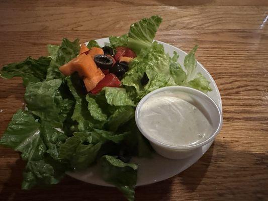 my house salad with ranch, and yes it's the good ranch