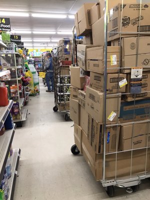 Blocked aisle at dollar general