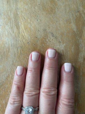 Fresh manicure.  Gap all the way around instead of polishing to cuticles.